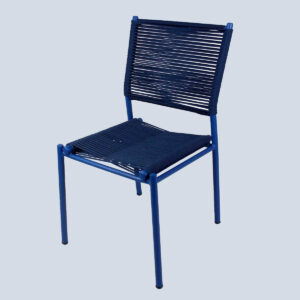 Cadeira Milano sem braço em corda náutica azul