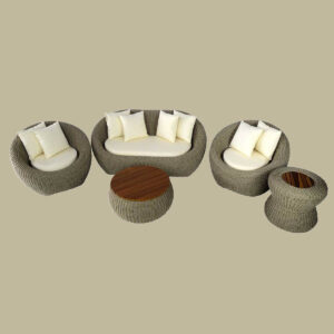 Conjunto de Sofá Casual composto por um sofá de 2 ou 3 lugares, 2 poltronas e mesa de centro e mesa lateral.